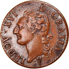 Monnaie, France, Louis XVI, 1/2 Sol ou 1/2 sou, 1/2 Sol, 1791, Bordeaux, TTB