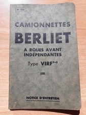 Manuel notice d'entretien Automobiles Berliet VIRF 9 et 11 CV, (1935 1939)