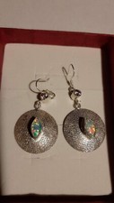 Boucles d'oreilles en argent, Opale de Feu et Topaze Rose
