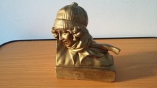 ANCIENNE SCULPTURE PLATRE PATINEE DOREE JEUNE FILLE ART NOUVEAU VINTAGE  DESIGN