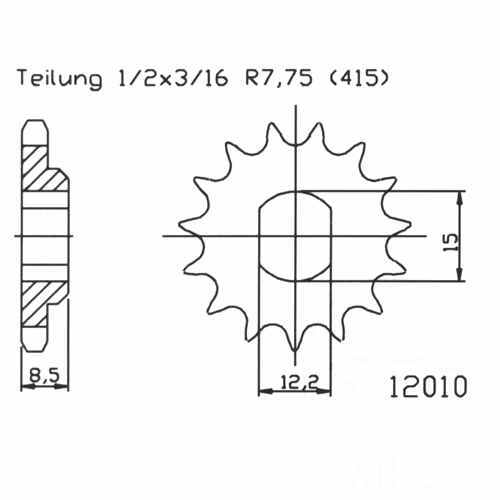 Front sprocket tooth pitch - 10,