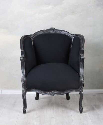 Fauteuil rokoko chaise noir - fauteuil,