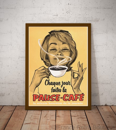 Poster affiche pause cafe - pause, cafe'