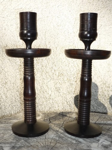 Bougeoirs vintages bois - bougeoirs, en