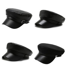 Casquette femme cuir PU visière béret boulanger garçon newsboy bonnet réglable