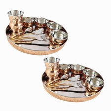Acier Cuivre Dîner Traditionnel Thali Set Restaurant Maison Vaisselle...