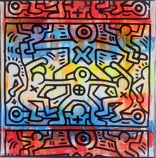 PYB  signed  X MEN Haring tableau pop STREET ART french keith  GRAFFITI ny USA