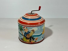 Jouet ancien Boite à musique Moulin musical tôle lithographie WESTERN GERMANY