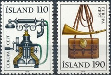 Islande 1979 Europe Communications Ancien Téléphone Sac postal Cor postal NEUF