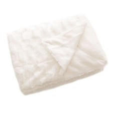 Plaid 130 x 150 cm - Fausse fourrure Vison  - Blanc - Blanc