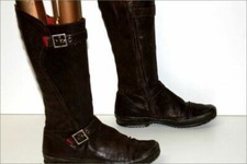 PALLADIUM Mi Bottes Cuir Marron Foncé Doublées Cuir T 38 TBE