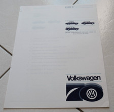 1970 VW T3 NOTCHBACK FASTBACK VARIANT Presse Info Photo Prix Brochure Prospekt