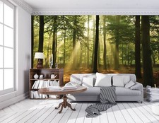 Papier Peint Forêt 12 X 8,33 Pi Épais Mural Décoratif Arbres Verts