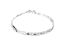 Bracelet Maille Tressée Double Fil Argent Massif 925/000 Bijoux Femme