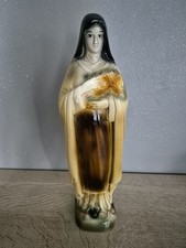 Jolie Statuette Sainte Thérèse De Lisieux En Plâtre Peint  #358