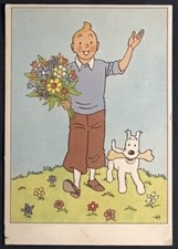 TINTIN Carte festive n°8 1ère version années 50 Très Bon état
