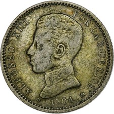 Espagne, Alfonso XIII, Peseta, 1904, Madrid, Argent, TB+, KM:721