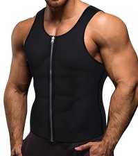 Homme Sweat Gilet Néoprène Entraînement Chemise Corps Shaper Sauna Costume Ta...