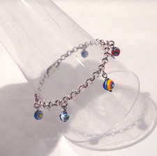 Bracelet en argent 925 maille jaseron 3mm et vraies perles millefiori de Murano