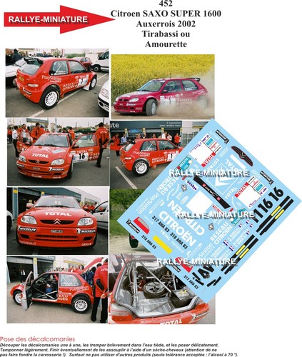 Decals ref 0452 citroen - 1/18,