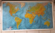 Planisphère Mural Plastifié  Air France Cargo 1986 - M.Morel - 145 X 84 cm