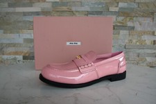 Miu Eu 39 Mocassins, Chaussures Basses Cuir Verni Rose Neuf Autrefois