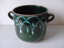 Ancien cache pot terre cuite émaillé Made in France de 20,7 cm