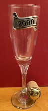 FLÛTE 2000 - Flûte à Champagne en verre avec inscription sur plaque en Étain