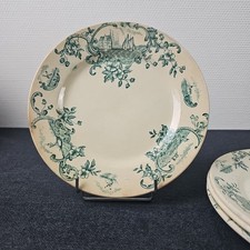Assiettes Plates Décor Marine Faïence De Lyon Terre De Fer 19ème