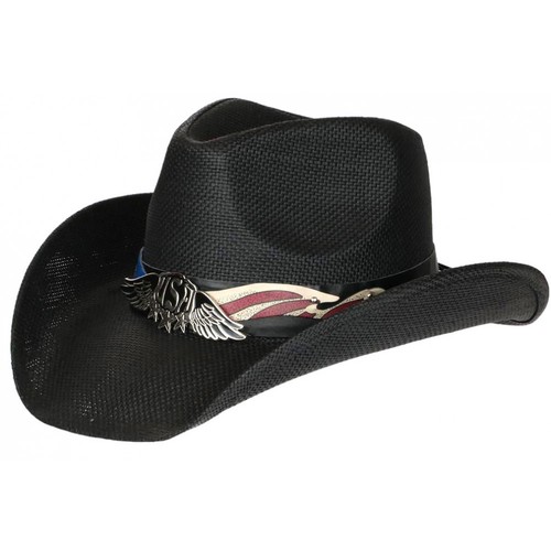 Chapeau cowboy noir paille - cowboy,
