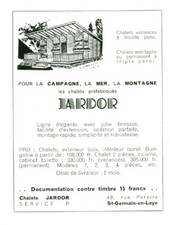 Publicité ancienne chalets préfabriqués Jardor 1952 issue de magazine 