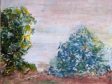 Tableau moderne paysage figuratif abstrait peinture acrylique  carton entoile