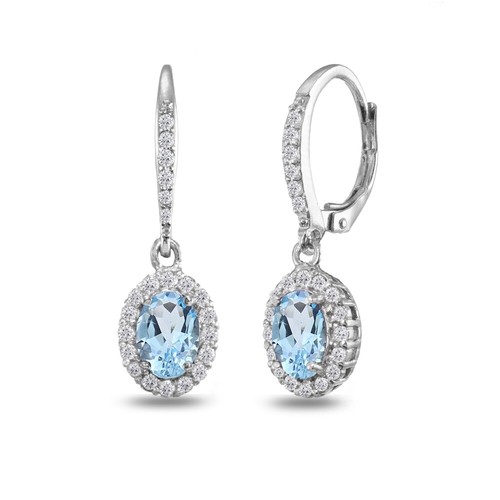 Ovale halo topaze bleu - bleu, &