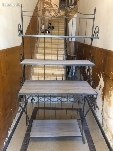 Etagère fer forgé bois - en,