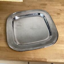 Plateau Carré En Métal Argenté 24x24 Bords Arrondis Vintage 