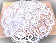 NAPPERON CENTRE DE TABL DENTELLE AUX FUSEAUX FAIT MAIN BRUGES  60 cm rond blanc*