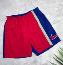 Short de bain vintage Nike bleu marine et rouge logo Big Swoosh taille L