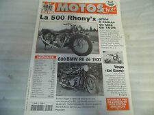 REVUE MOTOS D'HIER N° 14 juin 1999: 500 RHONY'X/600 BMW R6 DE 1937 / VESPA