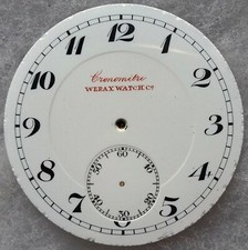 Cadran émaillé ancien montre gousset 43 mm CHRONOMÈTRE WERAX WATCH Co 
