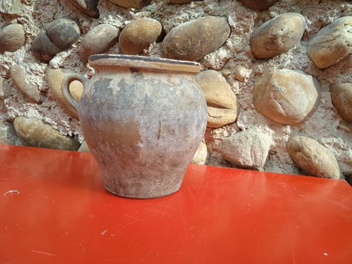 Grand pot lait ancien terre - pot,