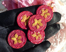 LOT 5 ANCIENS BOUTONS motif étoile de mer stylisée VERRE PRESSÉ MOULÉ 1920/ 30