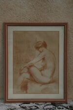 estampe print ancien signé Marcel Roche nu féminin **