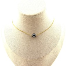 elF bijoux Collier 1 perle Hématite 8 mm chaine en acier doré inoxydable