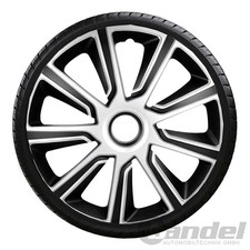 4x ARGO Voiture Automobile Enjoliveur Cosmo Silver 16 Pouces Argent Noir Uni