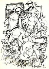 GAILLARDOT    PIERRE    DESSIN A L'ENCRE
