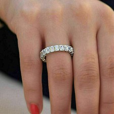 14k Plaqué or Blanc 2.50 CT Émeraude Simulé Diamant Éternité Bague Mariage