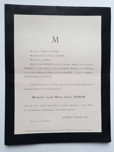 Panon plet robert faire part - robert,