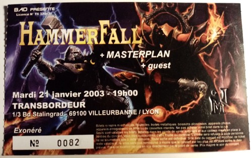 Hammerfall ticket billet - ticket,