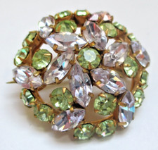 Ancienne Magnifique broche plaqué or aigue marine péridot rare bijou vintage 100