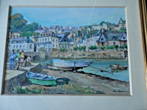 Aquarelle bretagne port breton - aquarelle,